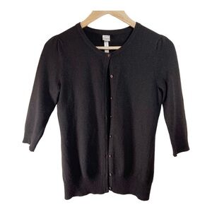 Aqua Cashmere Button Up Cardigan - Chocolate Brown